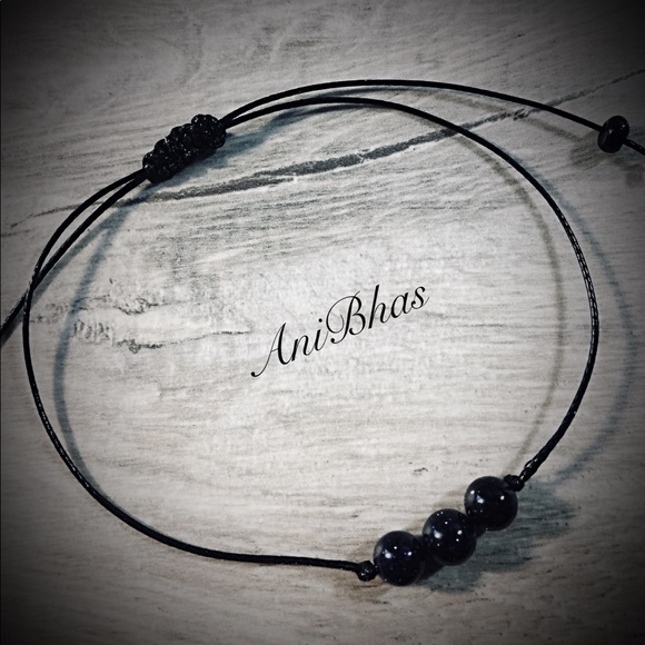 Nature Blue Sand Round Stone Wax Cord Bracelet - Picture 2 of 2